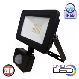 Proiector Led cu Senzor de Miscare 20W Negru 6400K 175-250V 