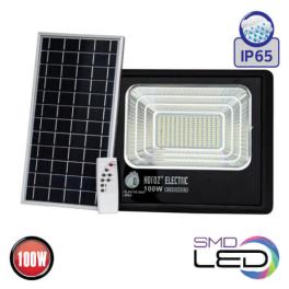 Proiector Led cu incarcare Solara,  100W Negru 6400K 3.2V