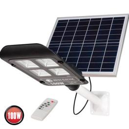 Lampa Led, Iluminat Stradal, Incarcare Solara, 100W Negru 6400K 