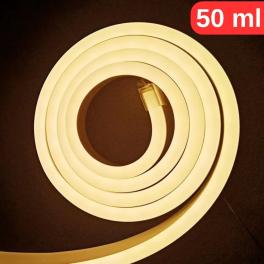 Furtun Led Luminos Neon Flex Slim 50M, Lumina Alb Cald 2700K, IP65