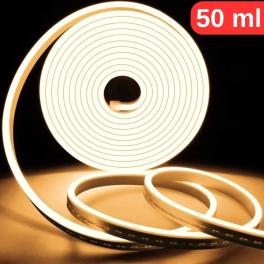 Furtun Led Luminos Neon Flex Slim 50M, Lumina Alb Neutru 4200K, IP65