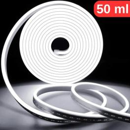 Furtun Led Luminos Neon Flex Slim 50M, Lumina Alb Rece 6400K, IP65