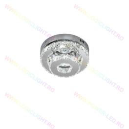 Lustra Led Duble Ring, Aplicata, Cu Cristale, 2 Nivele De Iluminat, Intensitate Reglabila 3000K/4000K/6500K, 40W(20W+20W)