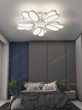 Lustra Led Nuferi Albi, Cu 5 Brate Si Telecomanda, Intensitate Reglabila 3000K/4000K/6500K, 210W