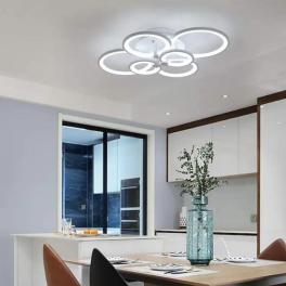 Lustra Led Lighting Ring 196W, Alba, 6 Brate Si Telecomanda, Intensitate Reglabila