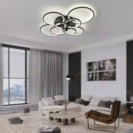 Lustra Led Lighting Ring 296W, Neagra, 8 Brate Si Telecomanda, Intensitate Reglabila