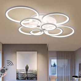 Lustra Led Lighting Ring 296W, Alba, 8 Brate Si Telecomanda, Intensitate Reglabila