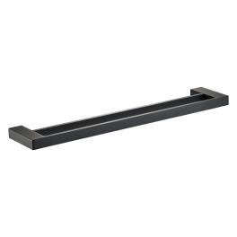 Suport de prosop dublu Minimal Shelf, din alama, cu 2 braturi fixe, negru