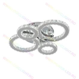 Lustra Led Cristal Rings, Cu Cristale, 2+2 Brate, 2 Nivele De Iluminat, Cu Telecomanda, Intensitate Reglabila 3000K/4000K/6500K, 104W