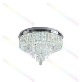 Lustra Led Rotunda, Cu Cristale, 2 Nivele De Iluminat, Cu Telecomanda, Intensitate Reglabila 3000K/4000K/6500K, 100W