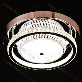 Plafoniera Rotunda Aurie, Aplicata, Cu Cristale, Intensitatea Reglabila,  3000K/4000K/6500K, 2 Faze De Iluminat 60W(30W+30W)