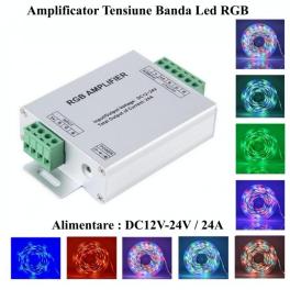 Amplificator tensiune banda led RGB DC 12-24V 24A