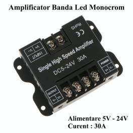 Amplificator tensiune banda led monocolor DC 12-24V 30A