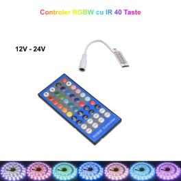 Mini controller banda led RGBW, cu telecomanda IR 40 taste