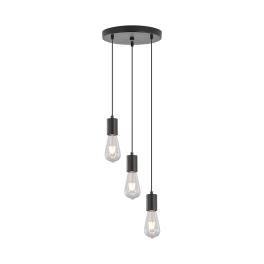 Lustra suspendata cu 3 pendule negre G006R-3H-3xE27, max 3x23W