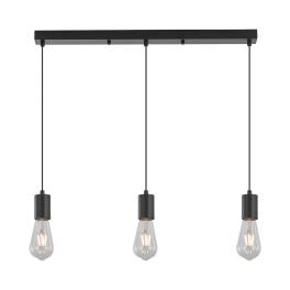 Lustra suspendata cu 3 pendule negre G006R-3H-3xE27, liniar max 3x23W