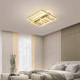 Lustra Led 214W, Square Impression Aurie, Cu 3 Brate Si Telecomanda, Intensitate Reglabila