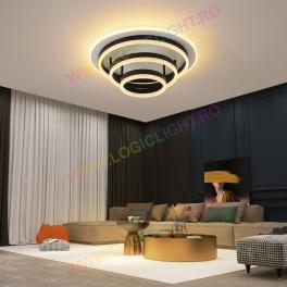 Lustra Led Cercuri Suprapuse 168W 11760Lm, Cu Telecomanda, Neagra, Intensitate Reglabila