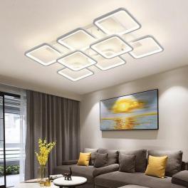 Lustra Led Square Impression, Cu 6+2 Brate Si Telecomanda, Intensitate Reglabila 3000K/4000K/6500K, 292W