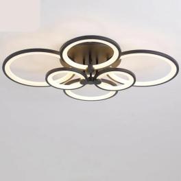 Lustra Led Lighting Ring 196W,Neagra, 6 Brate Si Telecomanda, Intensitate Reglabila