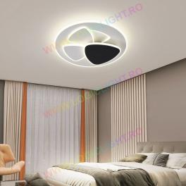 Lustra Led Rotunda 126W 8820Lm, Cu Telecomanda, Intensitate Reglabila, Alb cu Negru