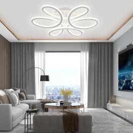 Lustra LED Circular Flower cu telecomanda, 230W, dimabila,  alba, cu trei tipuri de lumina