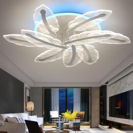 Lustra LED Flower Concept 5, cu telecomanda, 162W, alb, cu trei tipuri de lumina