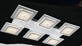 Lustra LEd 6 Brate 204W 14280Lm, Alba cu Telecomanda si trei tipuri de Iluminat