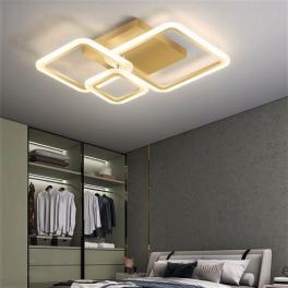 Lustra LED Square Design, cu telecomanda, 88W, alb, cu trei tipuri de lumina, intensitate reglabila