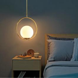 Lustra pe cablu Glowy Globe, stil minimalist, auriu, E27, max 60W