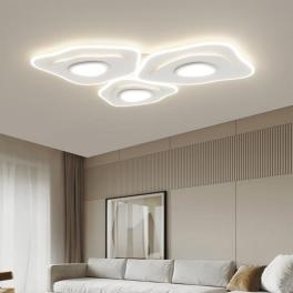 Lustra LED Abstract Glowing, cu telecomanda, 294W, 12000lm, alb, cu trei tipuri de lumina