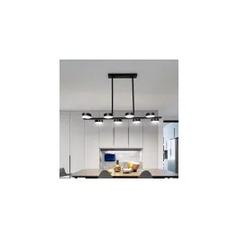 Lustra LED Black Concept 8,  suspendata,cu telecomanda, 140W, 6000lm, negru, cu trei tipuri de lumina