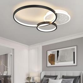 Lustra LED Circular Starry, cu telecomanda, 108W, negru, cu trei tipuri de lumina