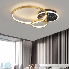 Lustra LED Circular Starry, cu telecomanda, 108W, auriu, cu trei tipuri de lumina