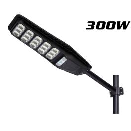 Lampa Solara Stradala 300W, Iluminat Perimetral, Incarcare Rapida, 6500K, Panou 4V 18W, Acumulator 3,2V 24000mA si Telecomanda