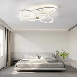 Lustra LED, Dimabila, Lumina Calda/Neutra/Rece, Cu 4 Brate Si Telecomanda, 288W, Alb/Auriu