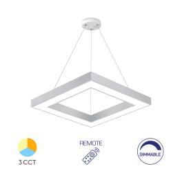 Lustra LED suspendata 45W cu telecomanda BLADE Patrat 3CCT (Alb)