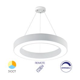 Lustra LED suspendata 45W cu telecomanda BLADE Rotund 3CCT (Alb)