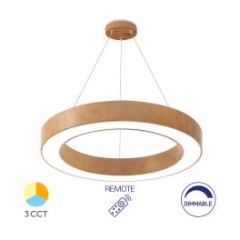 Lustra LED suspendata 45W cu telecomanda BLADE Rotund 3CCT (Lemn)