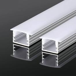 Profil LED încastrat din aluminiu, 3 metri, 18.5 mm lățime, compatibil benzi LED, PROFILE-R5 argintiu