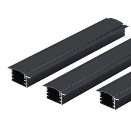 Profil LED încastrat din aluminiu, 3 metri, 18.5 mm lățime, compatibil benzi LED, PROFILE-R5 negru