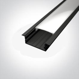 Profil LED încastrat din aluminiu, 3 metri, 29 mm lățime, compatibil benzi LED, PROFILE-R2 negru