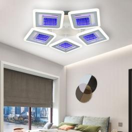 Lustra Led Endless Square Ice, 5 Brate, Telecomanda, 150W, Lumina Calda, Rece si Neutra si Albastru