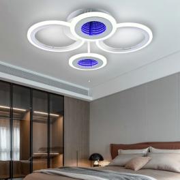 Lustra Led Endless Rondo Ice, 4 Brate, Telecomanda, 102W, Lumina Calda, Rece si Neutra si Albastru