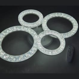 Lustra LED Minimal Rings, cu telecomanda, 140W, argintiu, cu trei tipuri de lumina