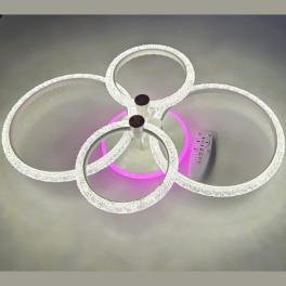 Lustra LED Dazzle Rings, cu telecomanda, 156W, alb, cu trei tipuri de lumina