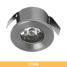 Spot LED, fix, incastrat, rotund,1W, IP20, design modern (2700K, Crom)