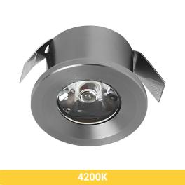 Spot LED, fix, incastrat, rotund,1W, IP20, design modern (4200K, Crom)