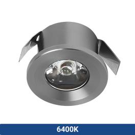 Spot LED, fix, incastrat, rotund,1W, IP20, design modern (6400K, Crom)