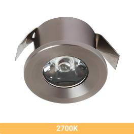 Spot LED, fix, incastrat, rotund,1W, IP20, design modern (2700K, Crom Mat)